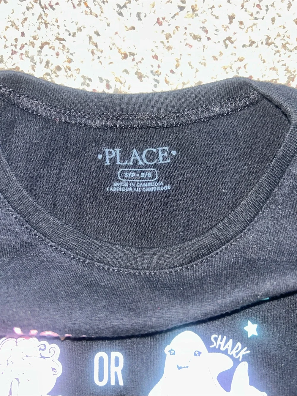 The Children's Place Black Short Sleeve Tee with Pastel Character Graphics